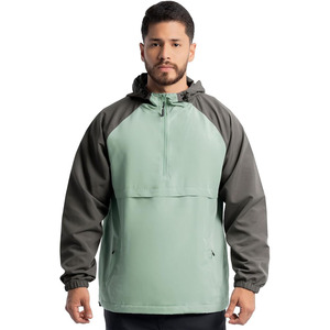 Men's Water Repellent Raglan Half Zip <b>Packable</b> Windbreaker <b>Jacket</b> - Product Image 1
