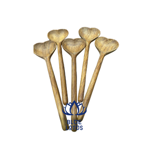 Blue Lotus Handcrafted Wooden Heart Shaped Spoons Rustic <b>Kitchen</b> <b>Decor</b> Indoor Use 100% Handmade - Product Image 1
