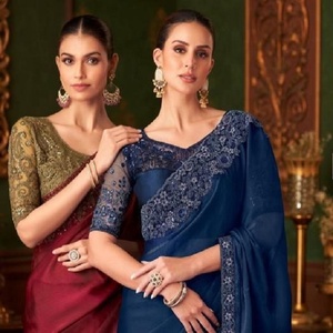 Best Quality Smart Casual Embroidery Cotton Printed Saree for <b>Woman</b> Saree from Indian Supplier and Exporter - Product Image 6