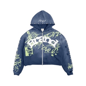 Survêtement Homme Streetwear Y2K Vintage Délavé Effet Graffiti 320 GSM Épais Hiver Design 2-en-1 - Product Image 3