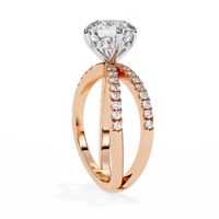 Bague de fiançailles en moissanite taille ronde avec bande croisée, bijou de mariage solitaire pour femme