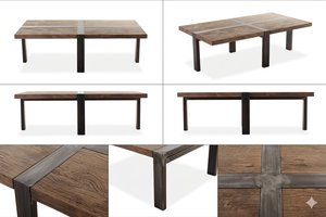 Mesa de Centro de Madera de Teca Sólida Macro con Estructura Metálica, Minimalista, Ecológica, Duradera, con Acabado Natural, para Sala de Estar - Product Image 6