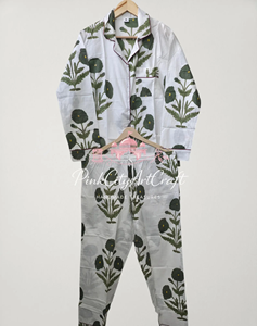 Pijama de Algodón Puro de Primera Calidad, Transpirable, de Secado Rápido, Estampado Floral a Mano, para Mujer, Manga Larga, con Botones, para Verano, Primavera y Otoño - Product Image 5
