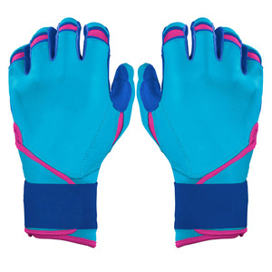 Gants de frappeur de baseball en cuir couleur personnalisée avec fermeture auto-agrippante et manchette longue ajustable, en vente, faible MOQ - Product Image 2