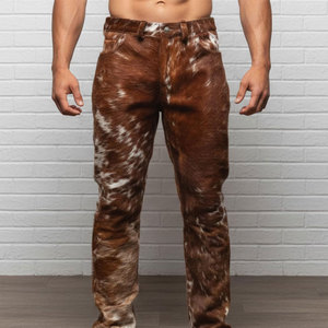 Custom Hip Hop Hair On Cow Hide Slim Fit Cowhide Printed High Waist Sweat Pant Adult Active <b>Leather</b> Pant Comfortable <b>Leather</b> - Product Image 1