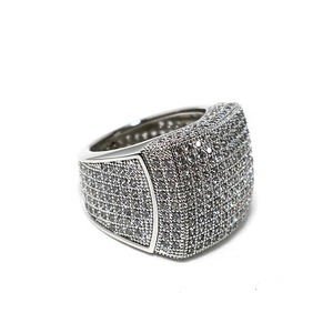 Bague Cocktail de Luxe Jewelux en Argent 925 avec Moissanite Taille Brillant, Sertissage Pavé, Design Géométrique – Pour Homme, Mariage, Hip-Hop, Quotidien - Product Image 4