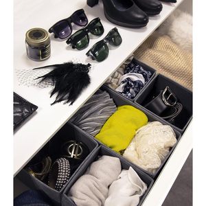 MA64 Modern Design Set 3 Fabric <b>Drawer</b> Insert Organizer Foldable Closet <b>Storage</b> <b>Boxes</b> for Underwear Scarves Belts Sunglasses 2cm - Product Image 4
