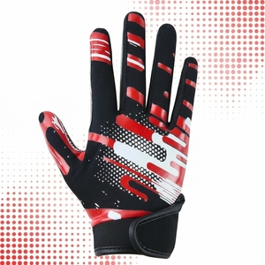 Wholesale Breathable American Football Gloves Full Finger <b>Hook</b> Loop Closure for Men Women Outdoor Sports Training Grip Gloves - Product Image 4
