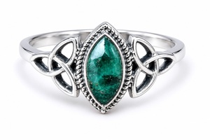 Anillo de Esmeralda Verde Natural con Corte Marquesa, Plata de Ley 925, Anillo de Piedras Preciosas Hecho a Mano, Regalo de Piedra de Nacimiento de Mayo para Mujer - Product Image 5