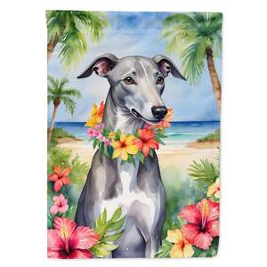 Galgo Luau Bandera de jardín multicolor Buzón decorativo Bandera y ilustraciones de patio para camas de flores de patio Banner de tamaño pequeño - Product Image 1
