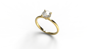 Elegante Anillo de Compromiso Solitario con Diamante Cultivado en Laboratorio, Corte Brillante Redondo, Chapado en Oro de 18K/14K, Banda Lisa, Joyería Fina para Novia - Product Image 2