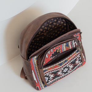 Mochila Kilim Jacquard de cuero de grano completo para hombres y mujeres Mochila Hipster de cuero genuino Mochila Mochilas bohemias hippies - Product Image 6