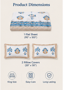 Ensemble de housse de couette en coton 100% imprimé à la main, 3 pièces |   Literie florale indienne de luxe léger de style Jaipuri |   Vente en gros de textiles de maison 200TC - Product Image 5