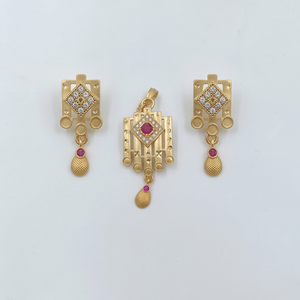 Divyoro - Juego de Dijes de Cobre Chapado en Oro Vintage con Rubí, Colgante Geométrico, Bisel de Aleación Clásico para Mujer, Diamante con Corte Princesa - Product Image 1