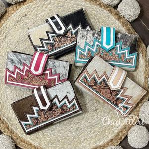 Nueva Llegada, Cartera de Cuero Genuino para Mujer, Diseño Floral con Pelo de Vaca, Monedero, Tarjetero - Product Image 1