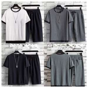 Ensemble t-shirt et short d'été pour hommes, tenue décontractée, streetwear, deux pièces, tenue assortie, tissu doux et confortable - Product Image 5