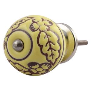 Boutons ronds en céramique floraux modernes pour armoires et tiroirs pour armoire de cuisine et commode pour chambre à coucher - Product Image 2