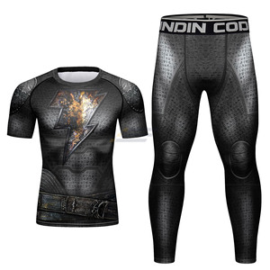 Conjuntos de 2 Piezas para Hombre, Diseño Personalizado sin Costuras, Camiseta Deportiva y Pantalones Cortos de Compresión - Product Image 4