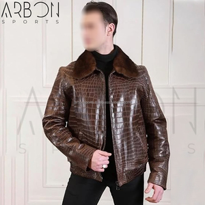 แจ็กเก็ตหนังเนื้อแฟชั่นสำหรับฤดูหนาวสีน้ำตาล - Product Image 2