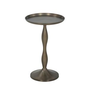 Antique Finished Aluminum End <b>Table</b> Artistic Flow Base Slim Stem Design Elevated Top for Contemporary Interiors Home Decor - Product Image 6