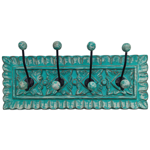 Smart Art Wood Carving Green Washed Decor 4 <b>Hooks</b> <b>Wall</b> <b>Key</b> <b>Hook</b> Handmade <b>Wall</b> Mount <b>Key</b> Hanger <b>Wall</b> Personalized Engineered Wood - Product Image 2