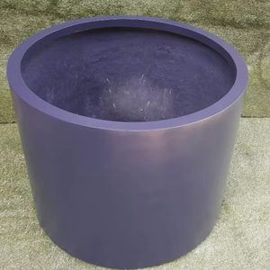 KNT Creations Pot de fleurs circulaire classique moderne en fibre de verre léger et durable, finition mate ou brillante, pour intérieur, extérieur, jardin et maison - Product Image 1