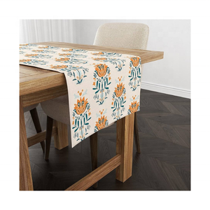 Dining <b>Table</b> Focus Piece 100% Cotton Embroidered Cream Abstract Bohemian <b>Table</b> <b>Runner</b> 200GSM 96 Inch India UPS ISO Private Label - Product Image 1