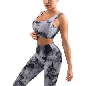Conjunto de Ropa Deportiva para Mujer al por Mayor, de Alta Calidad, Tejido con Costuras, Logotipo Personalizado, para Gimnasio, Fitness, Yoga, Color Sólido, Elástico en Cuatro Direcciones - Product Image 1