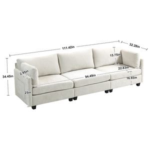 Divano a 3 Posti in Ciniglia 111.42*32.28\" XXXL, Comodo Divano in Tessuto Morbido e Confortevole, Design Ergonomico per Soggiorno - Product Image 2