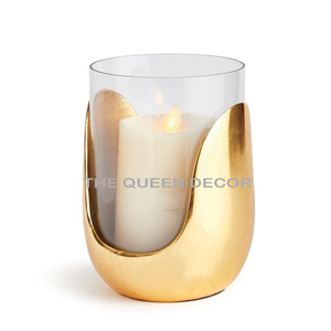 Porte-bougies en verre transparent en forme de feuille, en aluminium doré classique, vaisselle religieuse, décoration de la maison - Product Image 3
