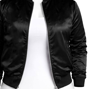 Veste en satin noire personnalisée pour femme avec logo grec brodé, séchage rapide, style sororité tendance, vente en gros - Product Image 4