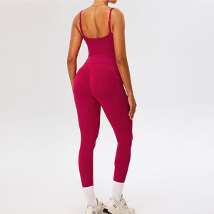 Mono de yoga de una pieza para chicas altas, con efecto fruncido en los glúteos, pantalones acampanados, ropa deportiva con logo personalizado - Product Image 2
