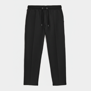 Pantalon de jogging noir à plis pour homme |   Pantalon de survêtement éco-responsable à taille haute avec cordon de serrage et taille élastique pour tenue décontractée et sportive - Product Image 1