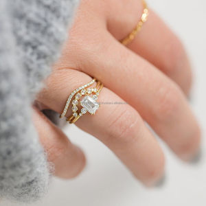 IGI/GIA Lab Grown Cut Diamond Vintage 14k jaune mariage/bague de fiançailles unisexe or blanc fin pour anniversaire fête-digne - Product Image 2