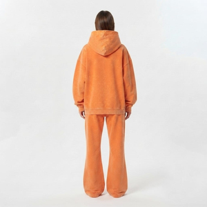 Custom <b>Women</b>’s Acid Wash Heavyweight Cotton Fleece Rhinestone Pullover Hoodie Wide Leg Pants Two Piece Winter <b>Tracksuit</b> - Product Image 4