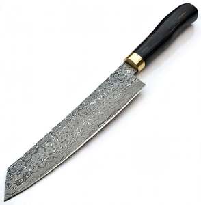 Couteau de cuisine professionnel en acier Damas forgé à la main, couteau de chef japonais avec manche en bois dur foncé - Product Image 5