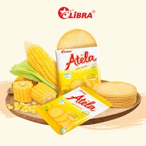 ATELA 228G Corncrust Biscuit Corncrisp Crackers Textura crujiente Sabores salados dulces Producto FMCG certificado Halal Bolsita de cartón - Product Image 6