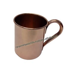 Nouvelle conception plaine pur cuivre métal moscou Mule tasse forme cylindrique avec poignée pour vin café boisson et cadeaux - Product Image 1