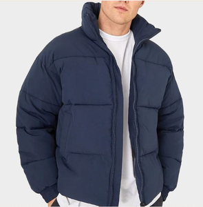 2025 New Fashion High-Grade Canvas Mens Puffer <b>Jacket</b> Stand Collar Front Logo Winter <b>Waterproof</b> with <b>Padding</b> Custom Design - Product Image 4