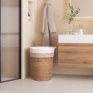 Panier rond en jacinthe d'eau naturelle et corde, fait main, pour rangement, vente en gros, écologique, fabriqué au Vietnam - Product Image 4