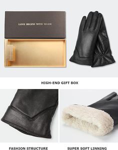 Guantes de cuero para mujer, guantes de invierno con pantalla táctil, guantes cálidos - Product Image 4