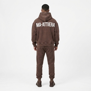 Conjunto de Sudadera con Capucha y Pantalones Deportivos de Algodón Grueso para Hombre, Estilo Urbano Lavado, OEM ODM Venta al Por Mayor - Product Image 2