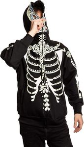 Sweat à capuche zippé pour femme, costume squelette d'hiver, avec logo personnalisable sur le devant - Product Image 4