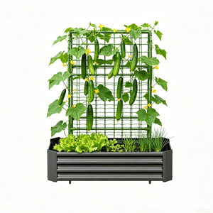 Fioriera rialzata 2 in 1 con traliccio ad arco da 150 cm e rete per piante rampicanti, in metallo zincato, per ortaggi e fiori - Product Image 5