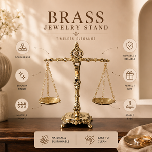 Support à bijoux de luxe en laiton, organisateur décoratif style équilibré, présentoir élégant pour colliers, bracelets et bagues, rangement de vanité - Product Image 5
