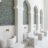 Mosque Calcite Marble Indian White Wudu Area Absolution Waterproof Durable Thick Slab Machine-Cut Islamic 12x12 HAYAT GROUP