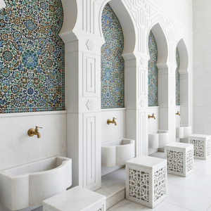 zone de wudu en marbre de mosquée, espace de purification - Product Image 2