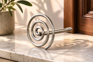 Butée de porte spirale en acier inoxydable au design moderne, support de porte à fixation au sol, butée de seuil pour porte en bois d'entrée - Product Image 2