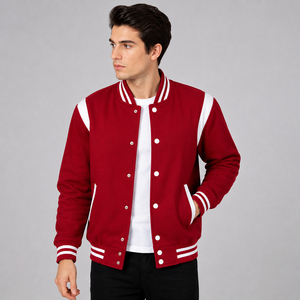 Durable varsity <b>jacket</b> crafted with fashionable sporty character and soft comfort for practical stylish daily outerwear use - Product Image 1