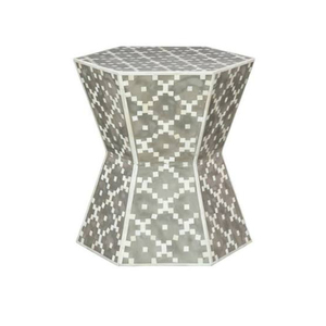 Taburete de lujo con incrustaciones florales verdes, mesa auxiliar en forma de U hecha a mano, muebles indios personalizados con incrustaciones para decoración de sala de estar - Product Image 4